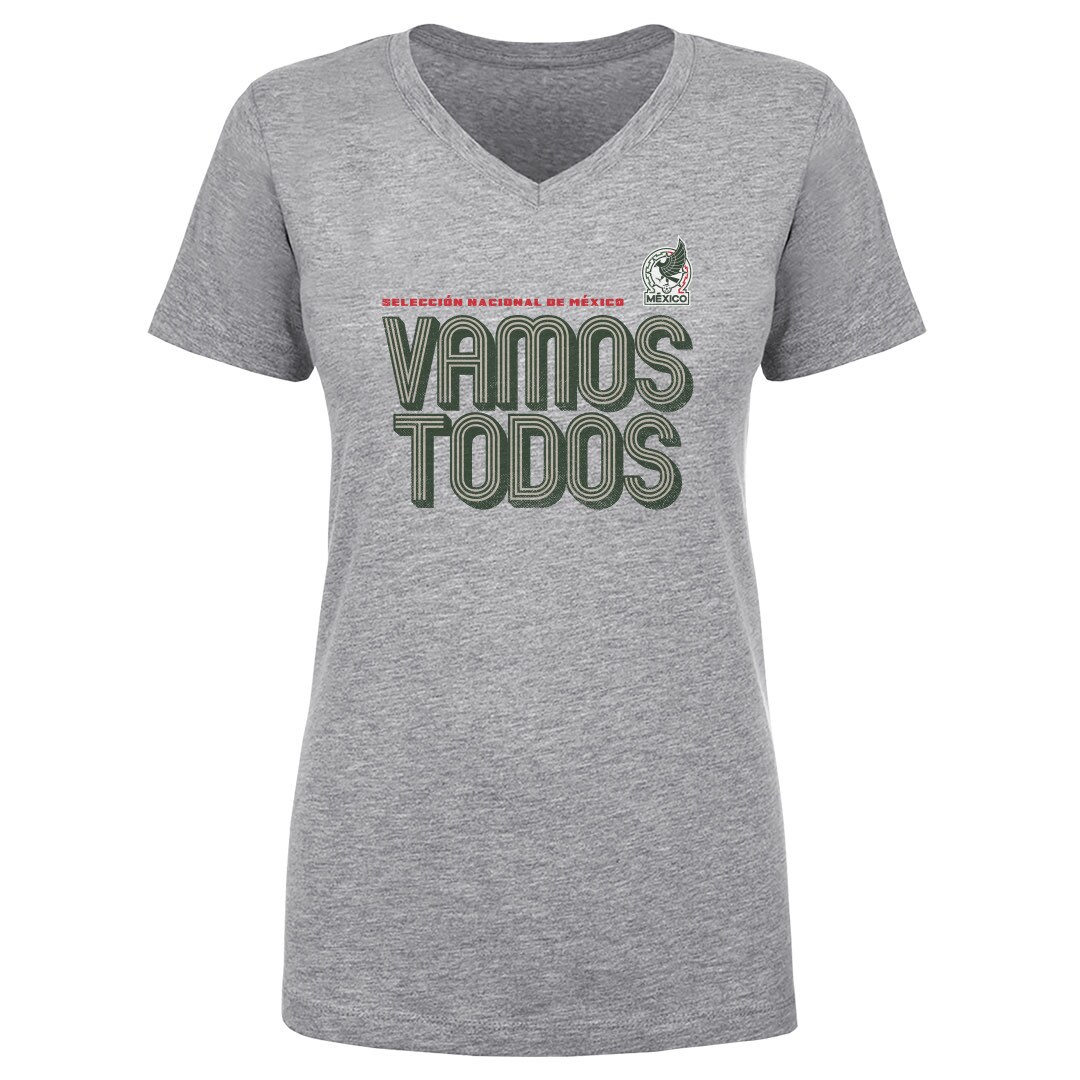 mexico national team 500 level women8217s vamos todos inline bold v-neck t-shirt – heather gray Collection – England Football Jerseys and Shirts