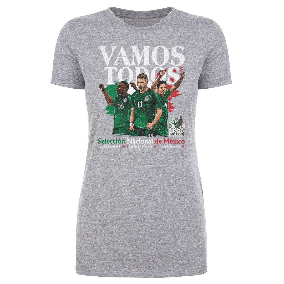 mexico national team 500 level women8217s vamos todos julián quiñones santiago giménez amp edson Álvarez t-shirt – heather gray Collection – England Football Jerseys and Shirts