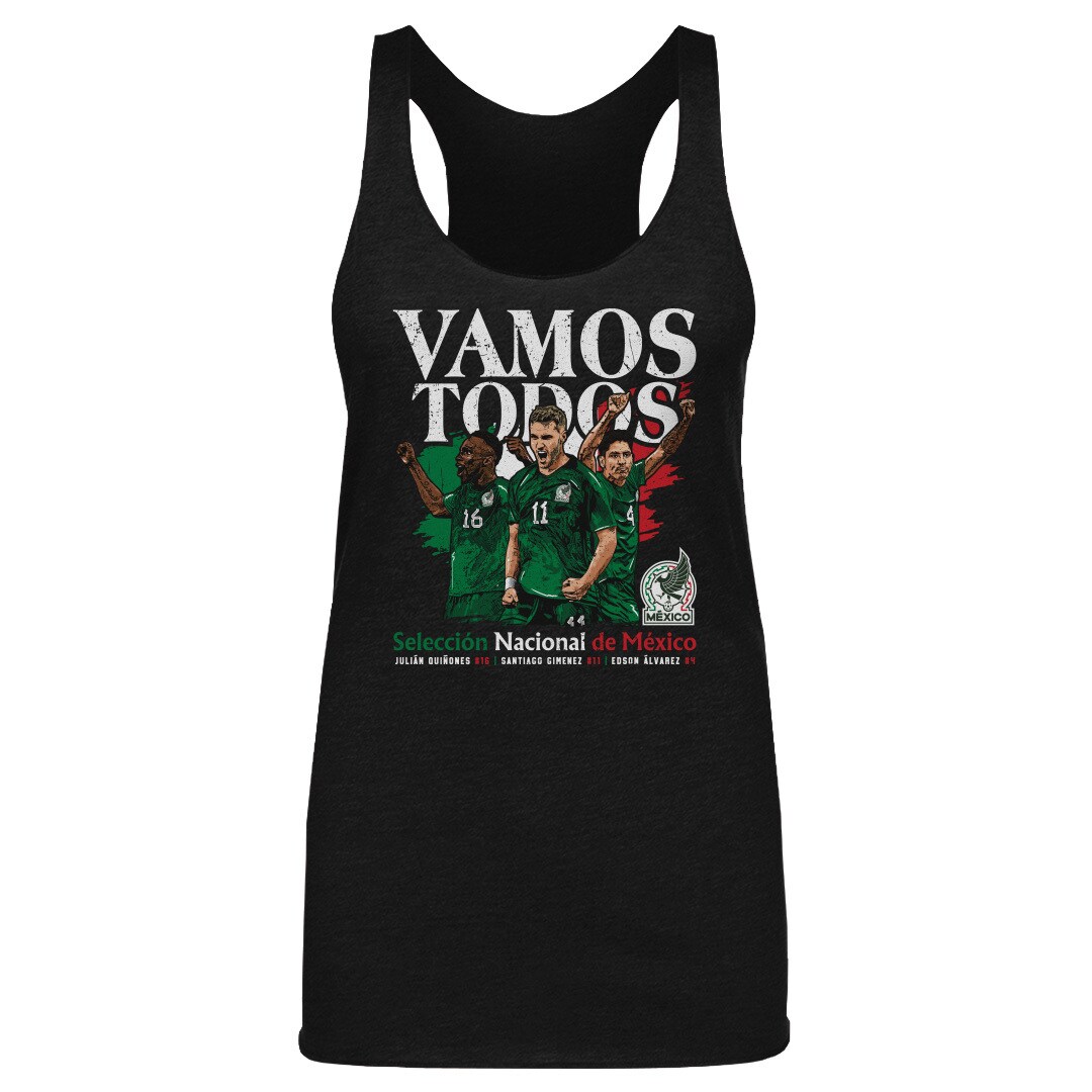 mexico national team 500 level women8217s vamos todos julián quiñones santiago giménez amp edson Álvarez tri-blend racerback tank top – black Collection – England Football Jerseys and Shirts
