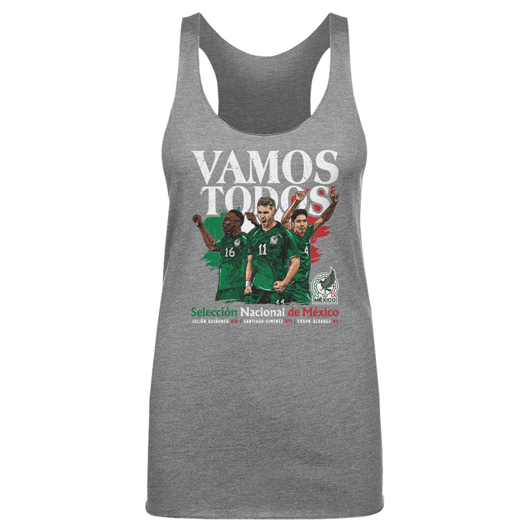 mexico national team 500 level women8217s vamos todos julián quiñones santiago giménez amp edson Álvarez tri-blend racerback tank top – gray Collection – England Football Jerseys and Shirts