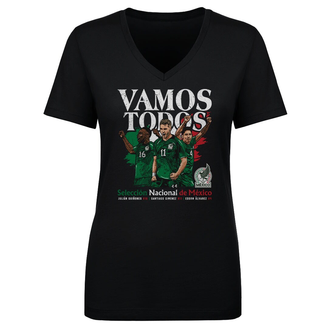 mexico national team 500 level women8217s vamos todos julián quiñones santiago giménez amp edson Álvarez v-neck t-shirt – heather gray Collection – England Football Jerseys and Shirts