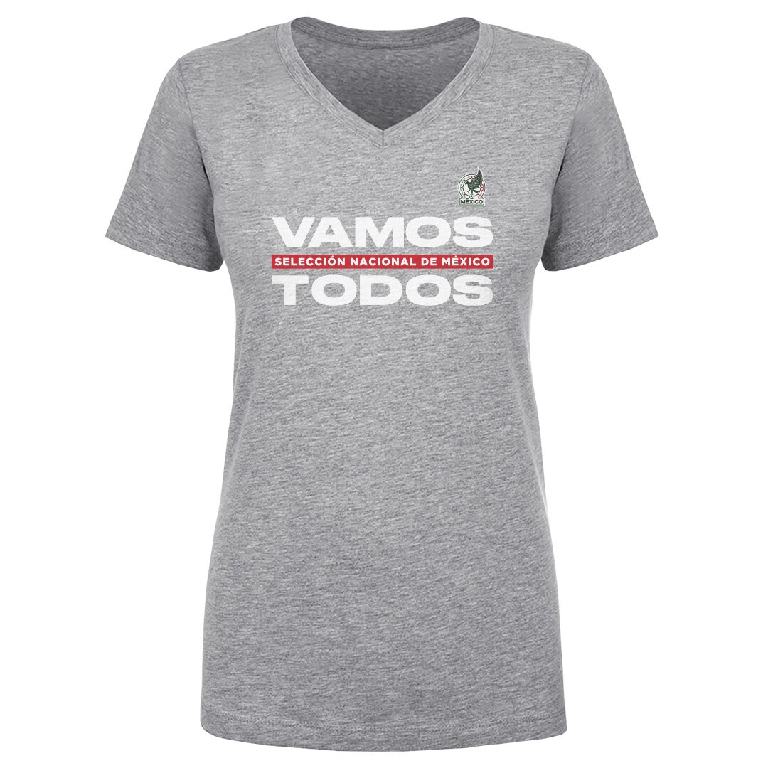mexico national team 500 level women8217s vamos todos v-neck t-shirt – heather gray Collection – England Football Jerseys and Shirts