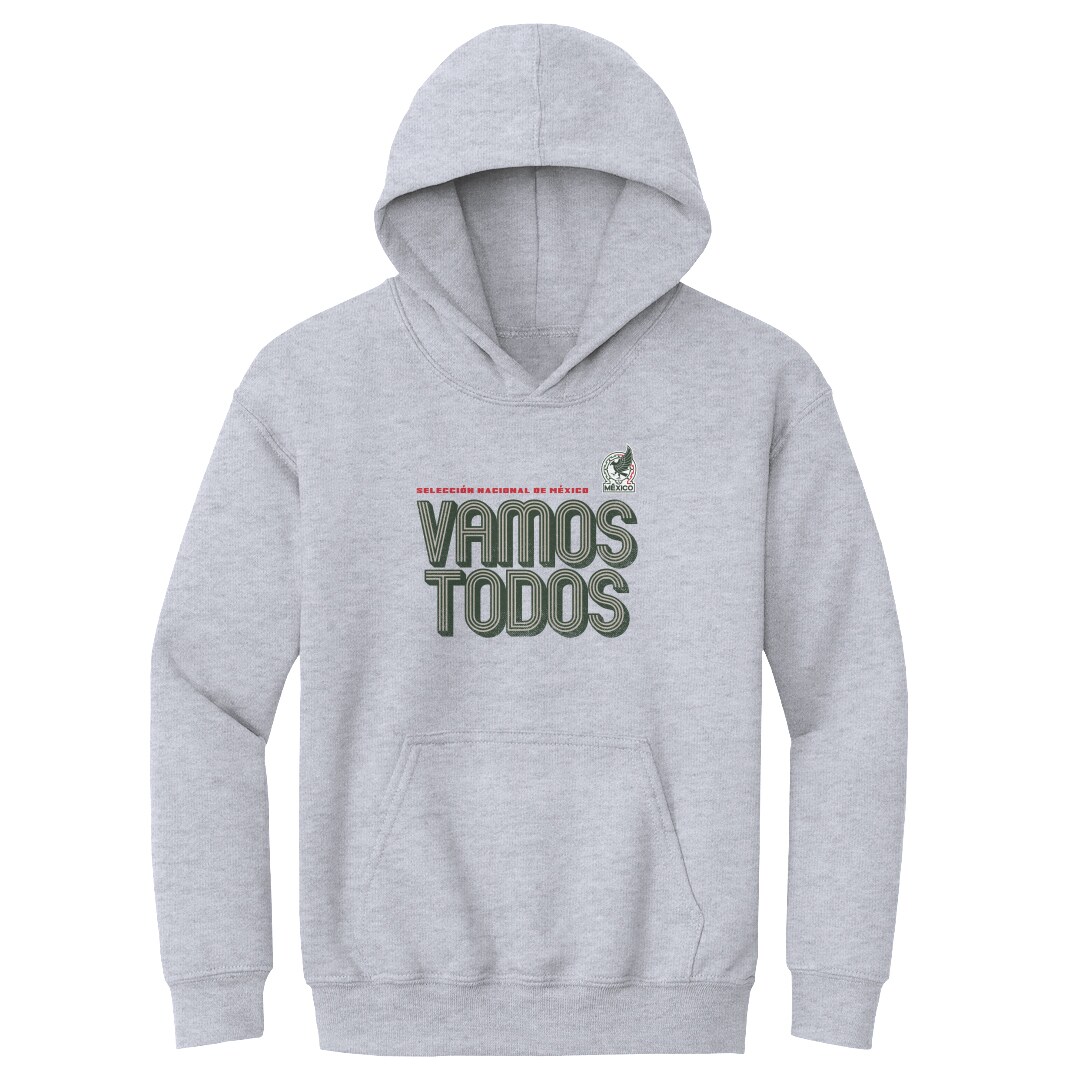 mexico national team 500 level youth vamos todos inline bold pullover hoodie – gray Collection – England Football Jerseys and Shirts
