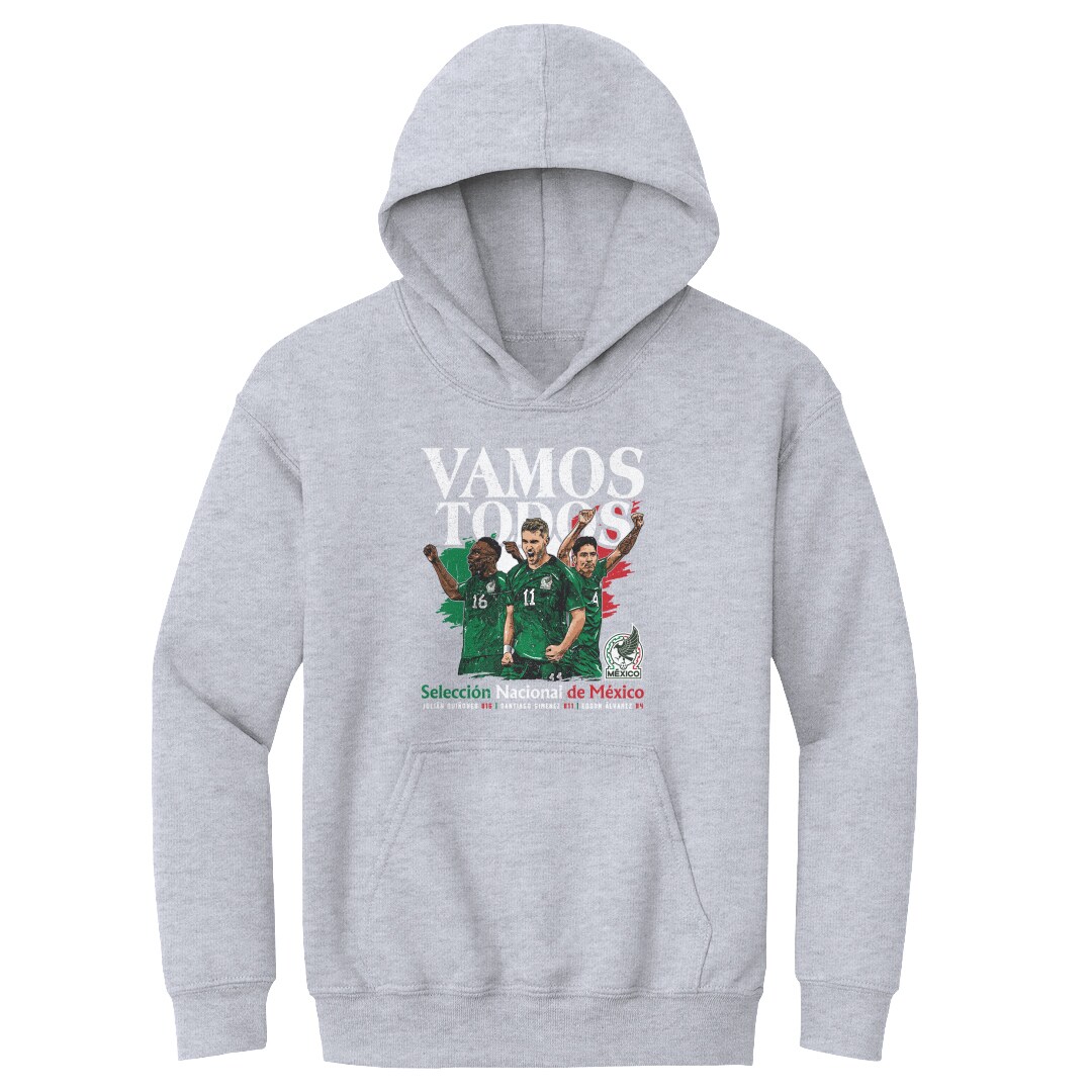 mexico national team 500 level youth vamos todos julián quiñones santiago giménez amp edson Álvarez pullover hoodie – gray Collection – England Football Jerseys and Shirts
