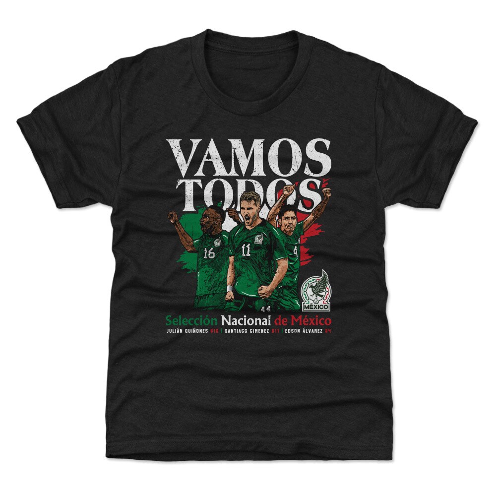 mexico national team 500 level youth vamos todos julián quiñones santiago giménez amp edson Álvarez t-shirt – black Collection – England Football Jerseys and Shirts