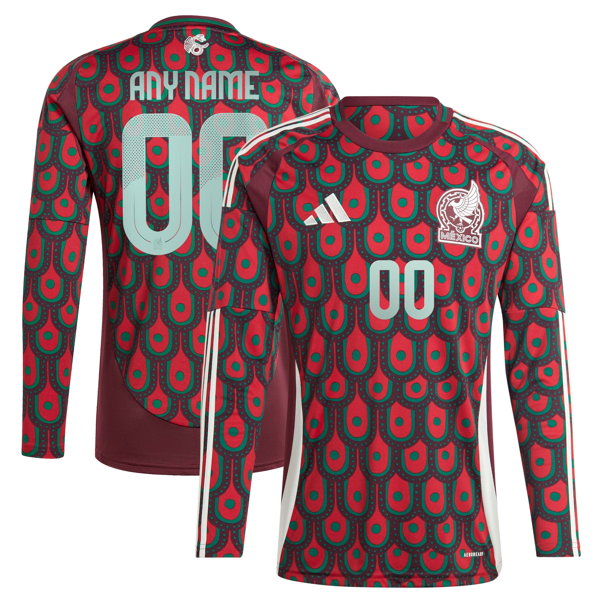 mexico national team adidas 2024 home replica custom long sleeve jersey – burgundy Collection – England Football Jerseys and Shirts