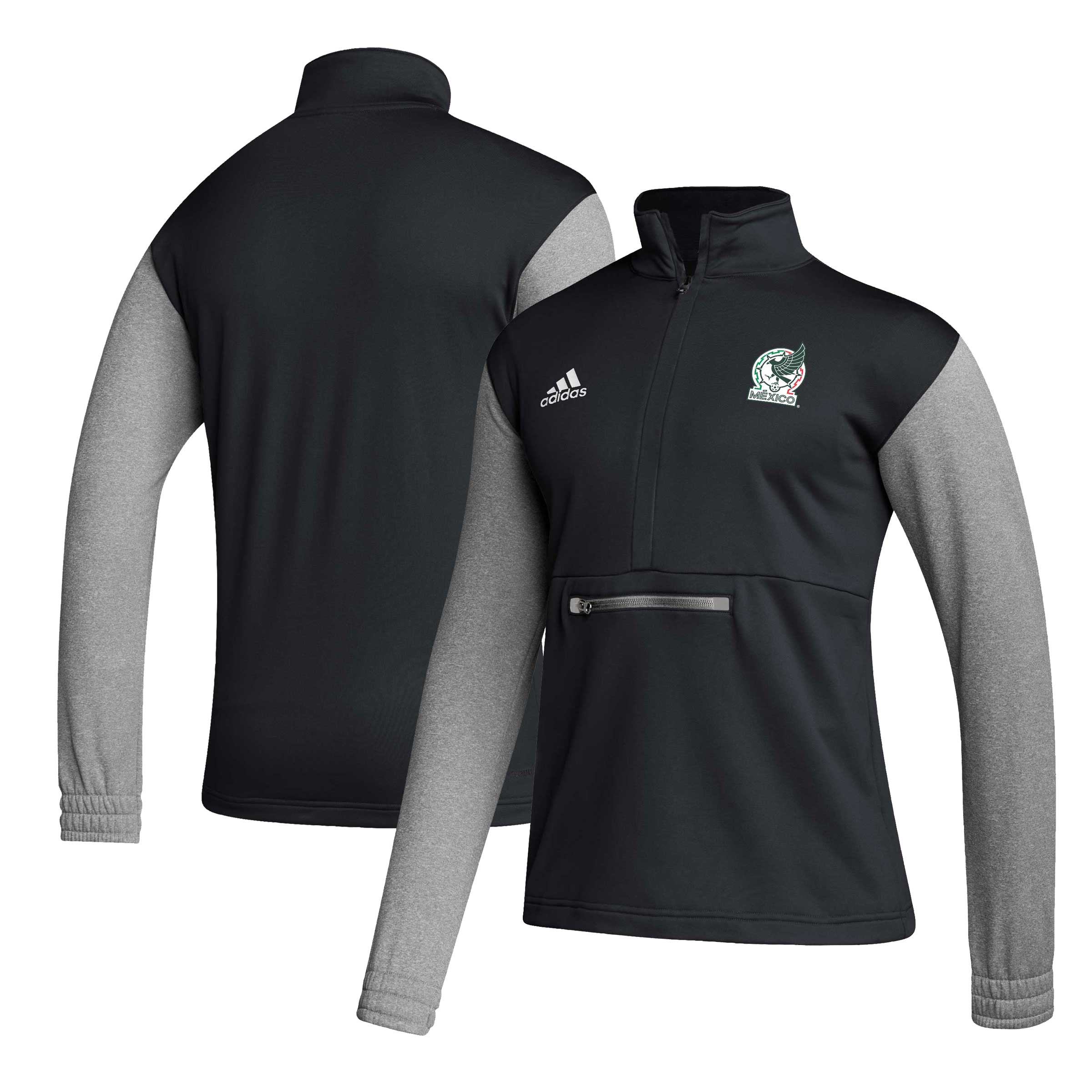 mexico national team adidas crest long sleeve half-zip top – black Collection – England Football Jerseys and Shirts