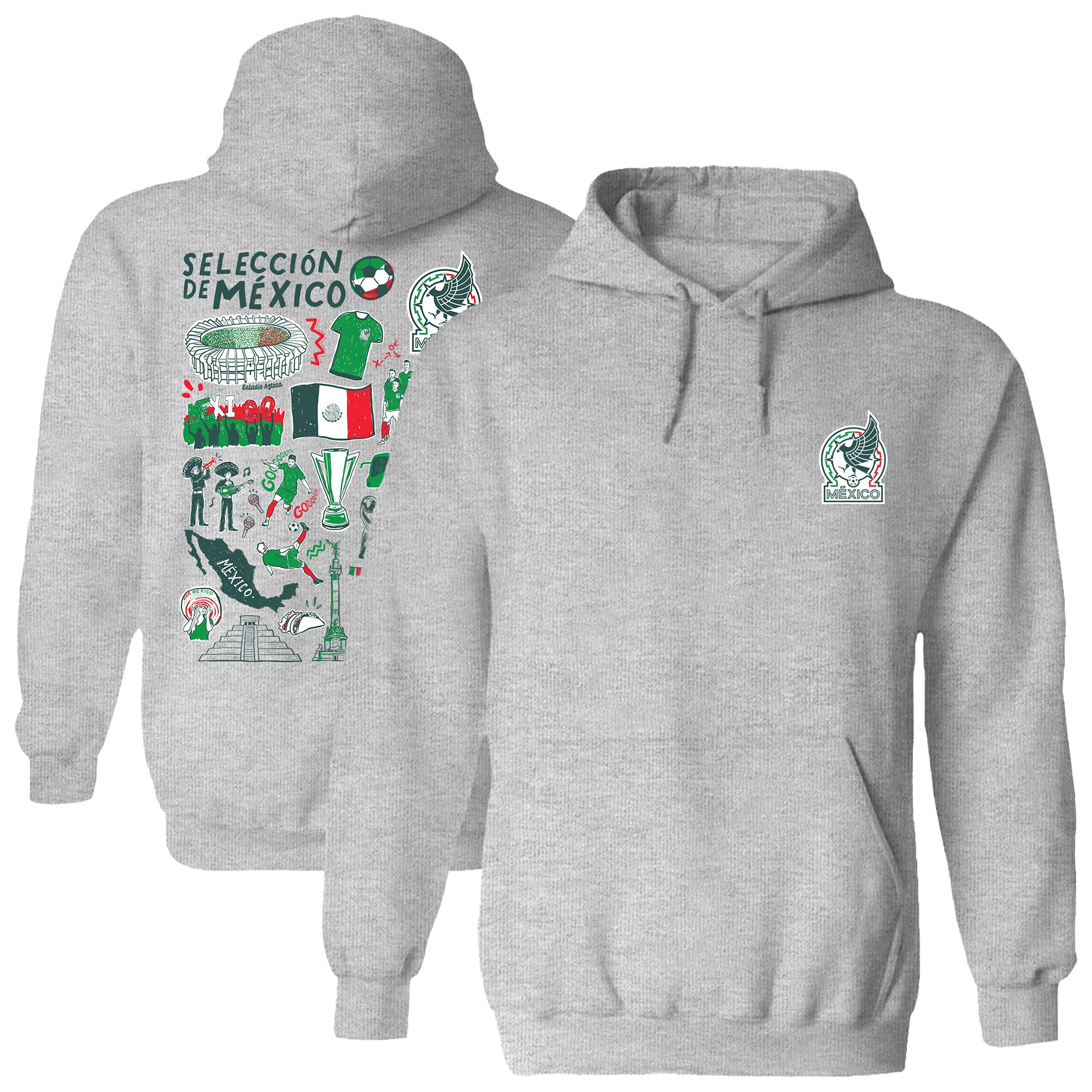 mexico national team vive la fete women8217s impressions artwork pullover hoodie – gray Collection – England Football Jerseys and Shirts