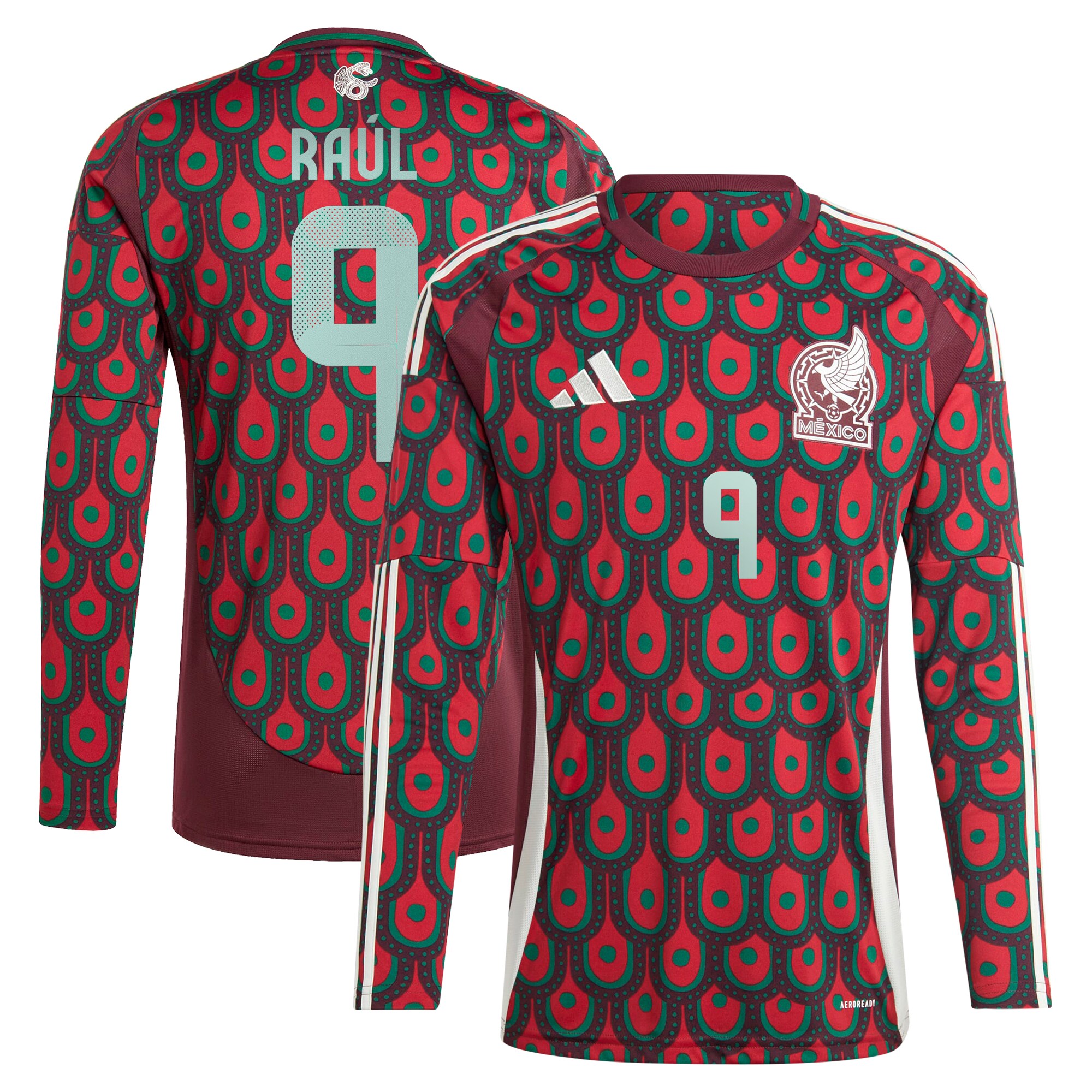raul jimenez mexico national team adidas 2024 home replica player long sleeve jersey – burgundy Collection – England Football Jerseys and Shirts
