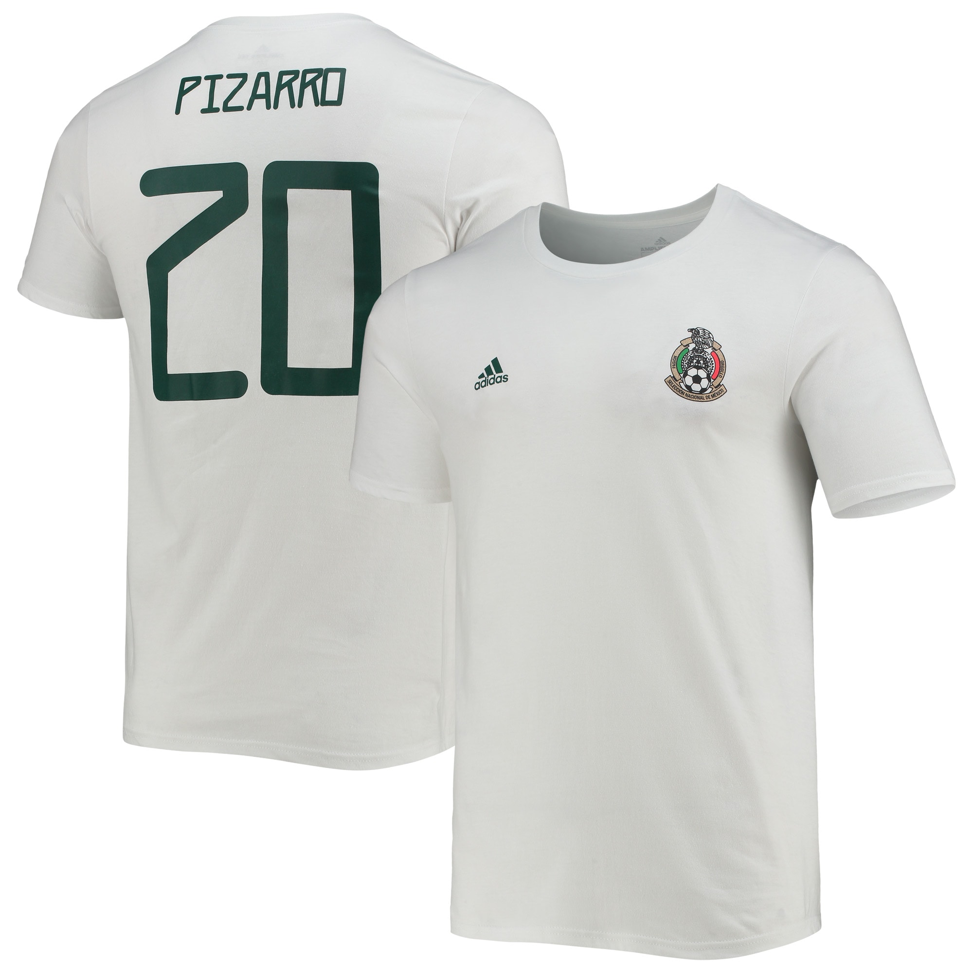 rodolfo pizarro mexico national team adidas amplifier name amp number t-shirt – white Collection – England Football Jerseys and Shirts