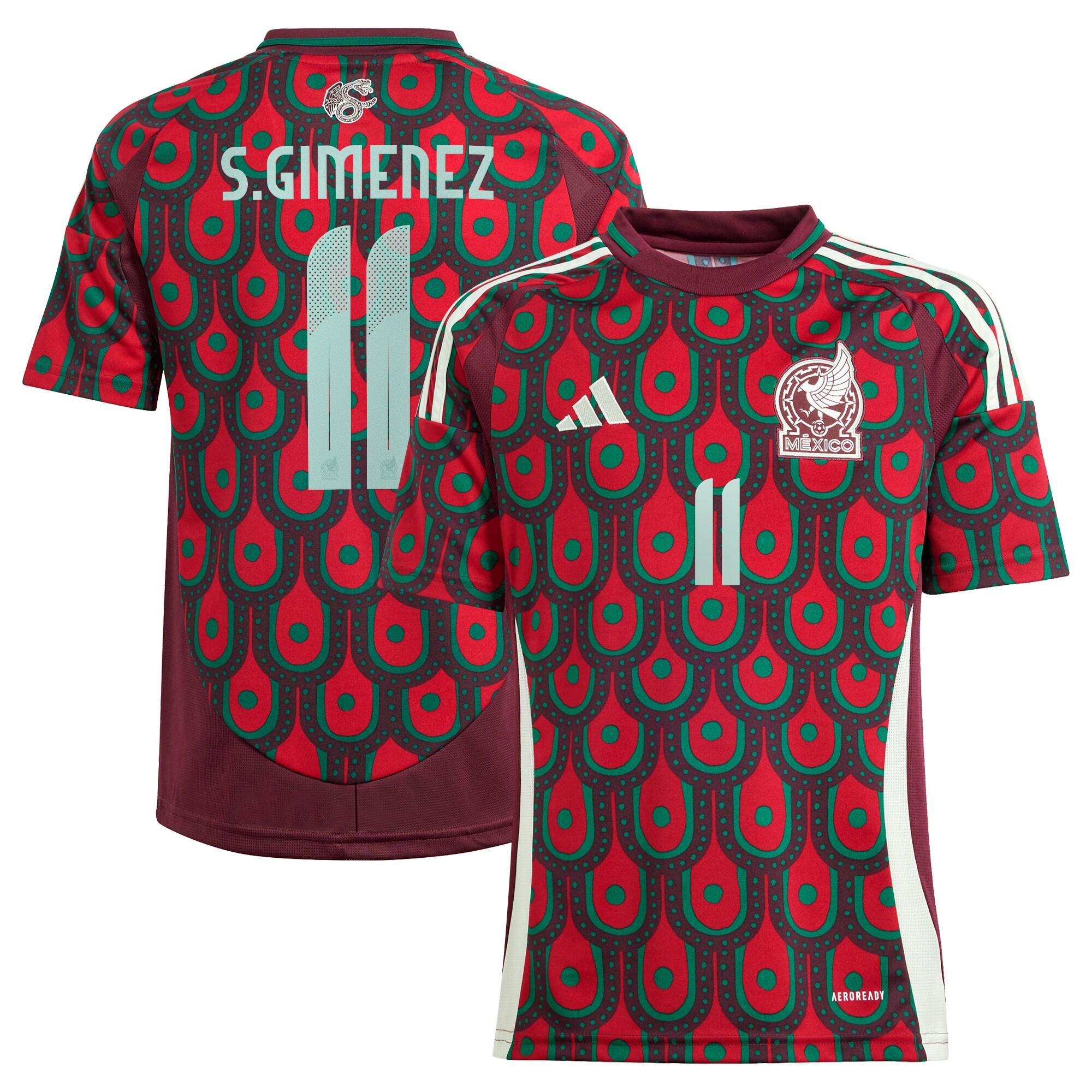 santiago giménez mexico national team adidas youth 2024 home replica player jersey – burgundy Collection – England Football Jerseys and Shirts