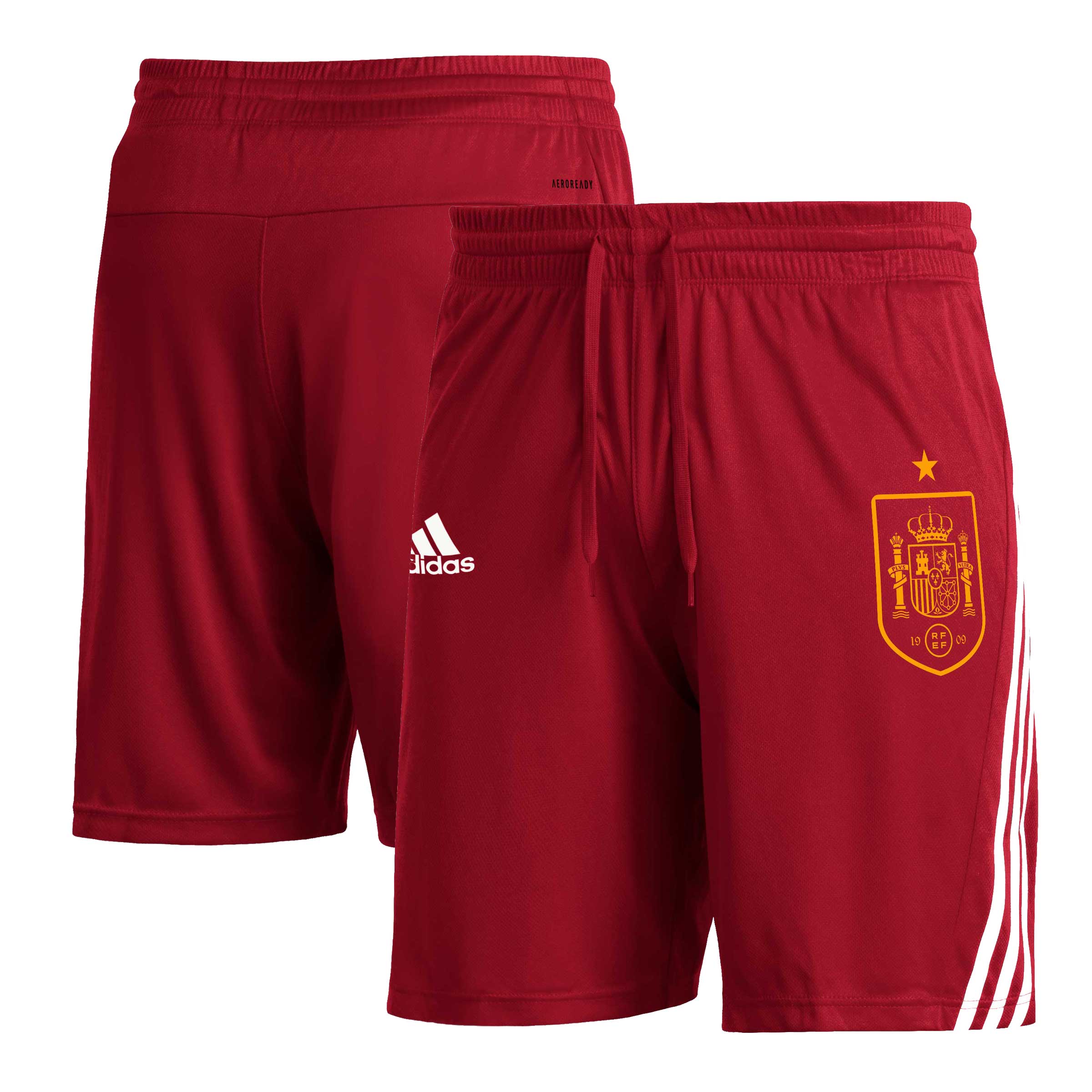 spain national team adidas club crest three-stripe aeroready shorts – red Collection – England Football Jerseys and Shirts