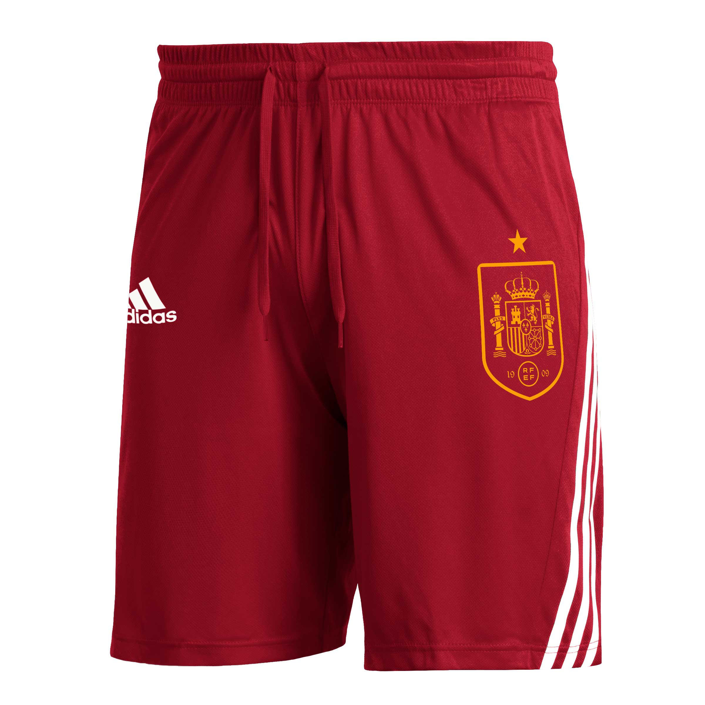 spain national team adidas club crest three-stripe aeroready shorts – red Collection – England Football Jerseys and Shirts